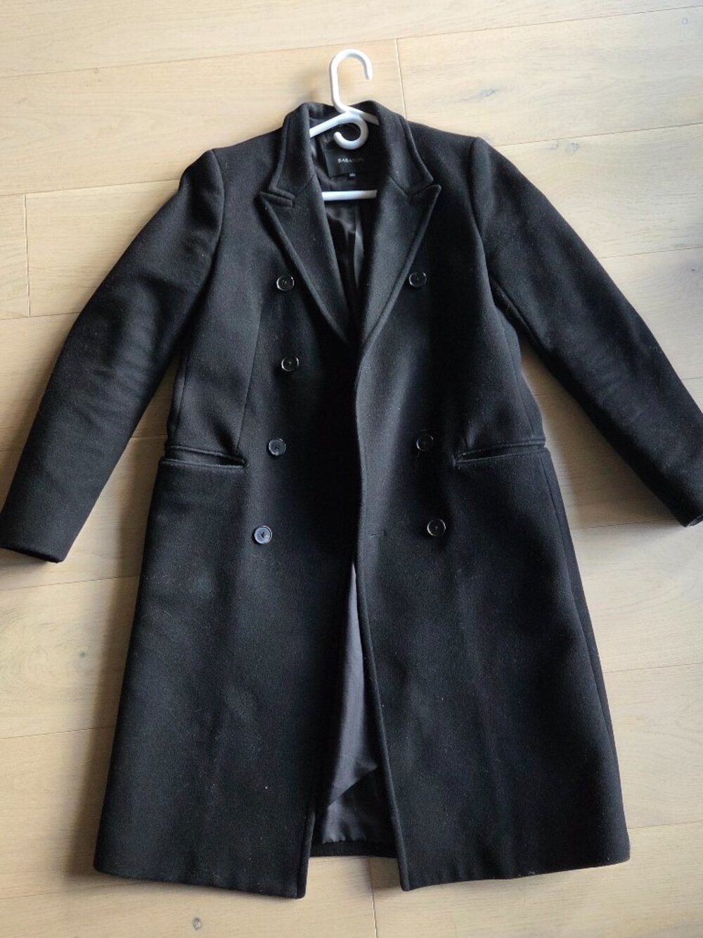 Black Babaton Aritzia virgin wool and cashmere blend double-breasted coat